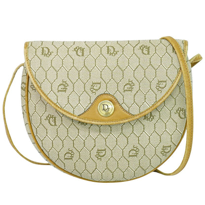 Christian Dior Vintage Honeycomb Shoulder Bag Canvas, BEIGE, CANVAS, Shoulder bag