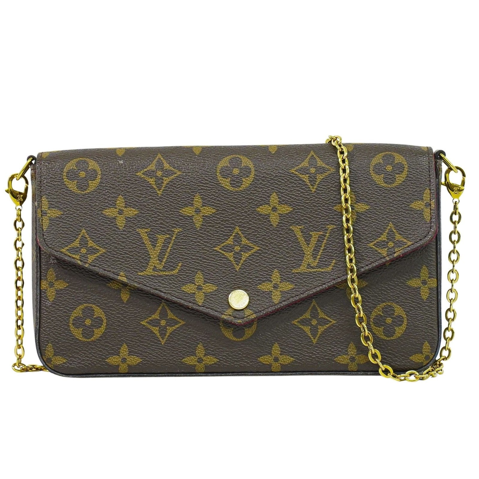 Louis Vuitton Felicie Pochette Monogram Canvas, BROWN, CANVAS, Clutche & pouche