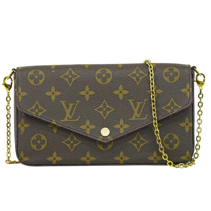 Louis Vuitton Felicie Pochette Monogram Canvas, BROWN, CANVAS, Clutche & pouche