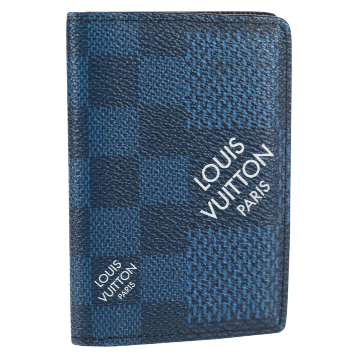 Louis Vuitton Graphite Card Case Monogram Damier, BLUE, CANVAS, Card Holders