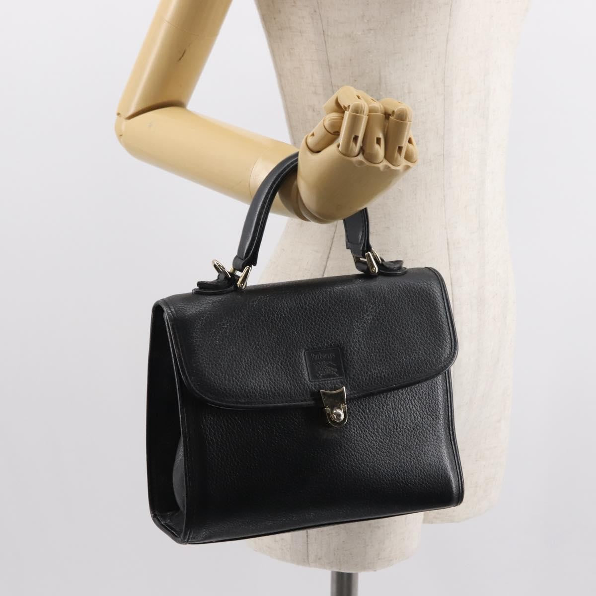 Burberry Vintage Handbag Leather, BLACK, LEATHER, Handbag