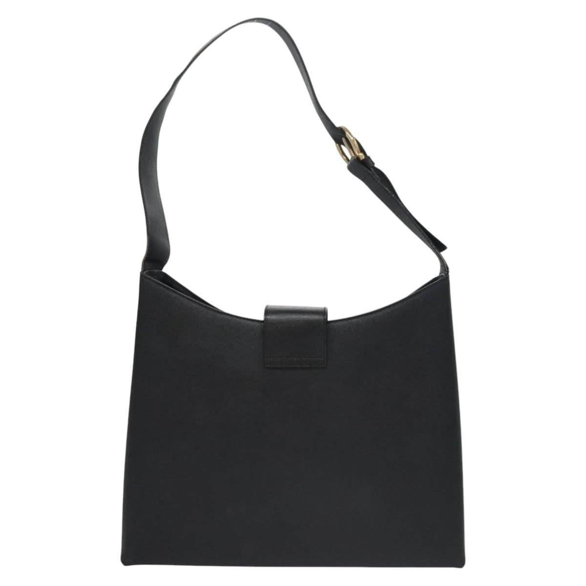 Salvatore Ferragamo Gancini Shoulder Bag Leather, BLACK, LEATHER, Shoulder bag