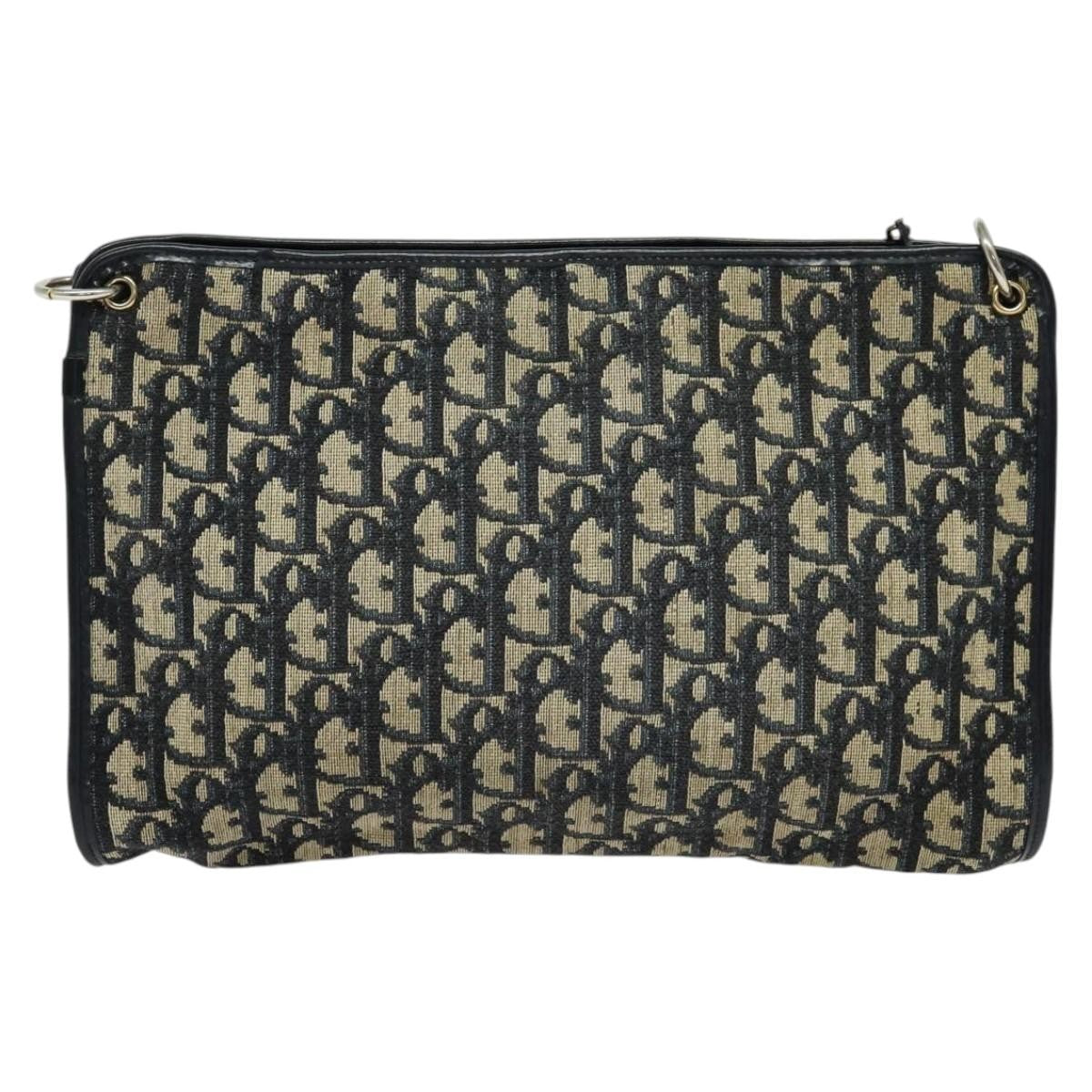 Christian Dior Vintage Trotter Shoulder Bag Canvas, NAVY, CANVAS, Shoulder bag