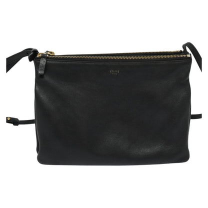 Celine Trio Crossbody Bag Leather, BLACK, LEATHER, Crossbody bag