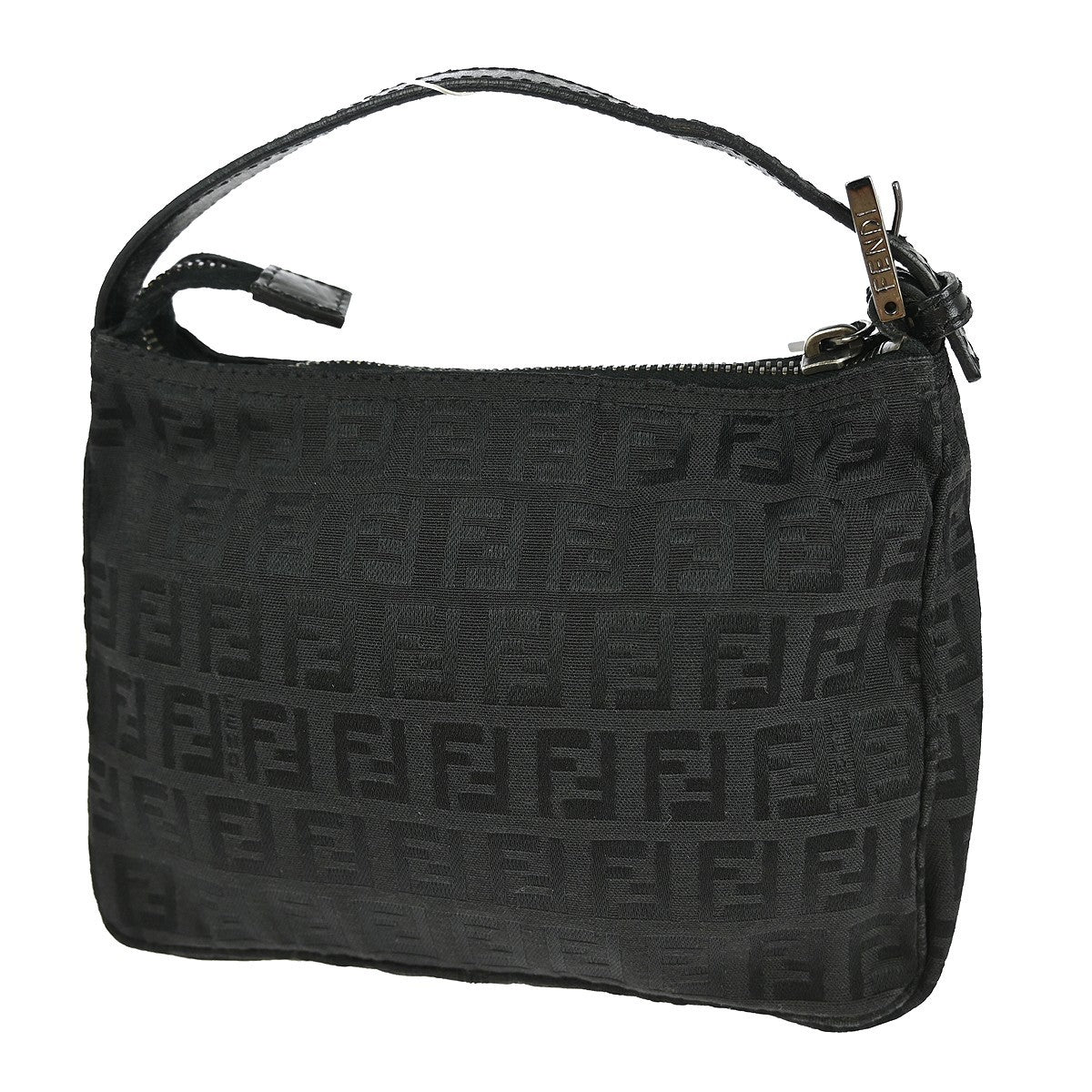 Fendi Belted Pochette Zucca Canvas, BLACK, CANVAS, Clutche & pouche