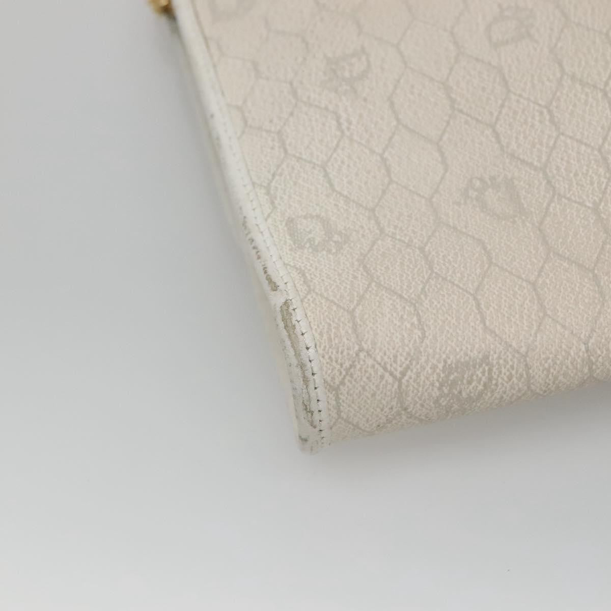 Christian Dior Vintage Honeycomb chain Canvas, WHITE, CANVAS, Handbag