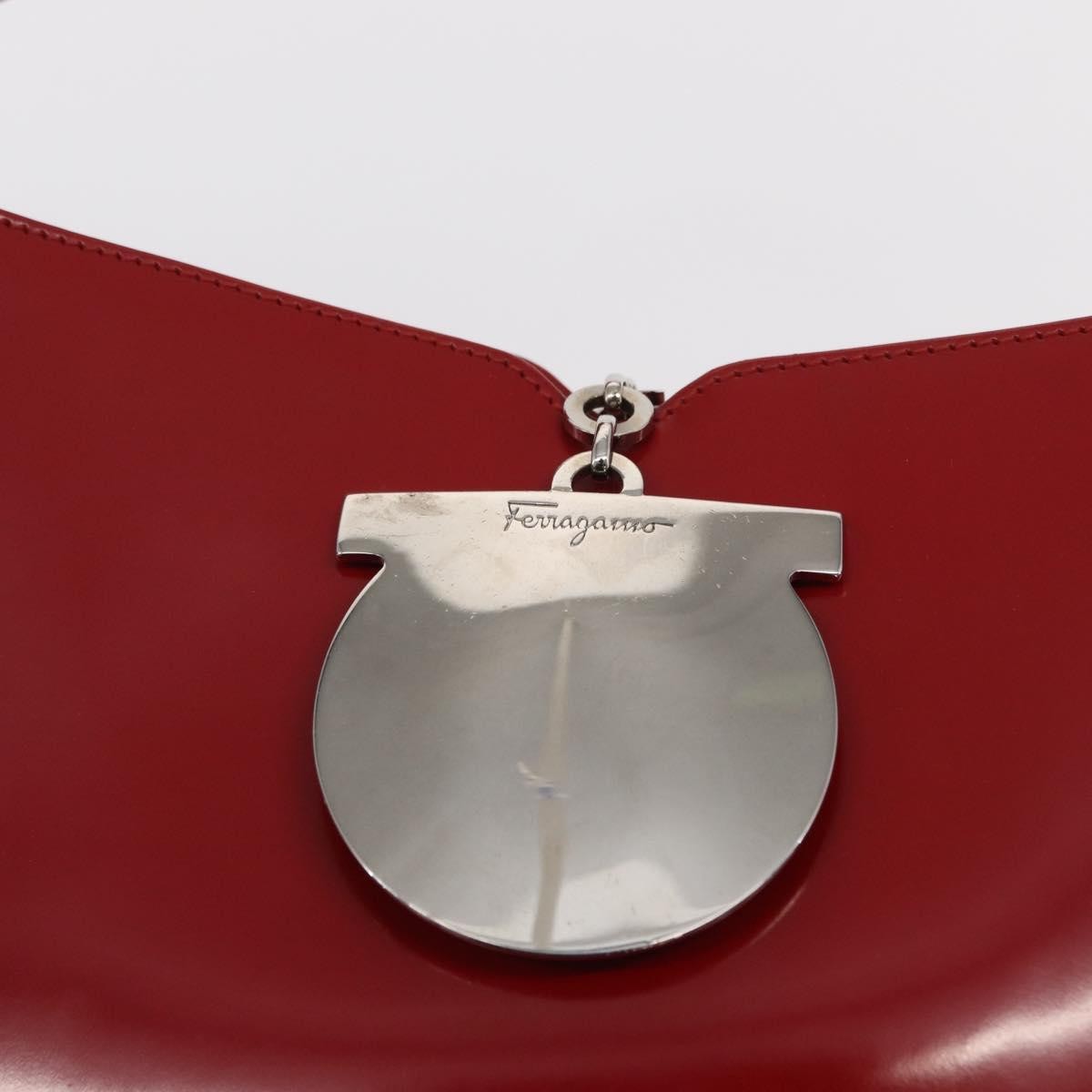 Salvatore Ferragamo Gancini Shoulder Bag Leather, RED, PATENT_LEATHER, Shoulder bag