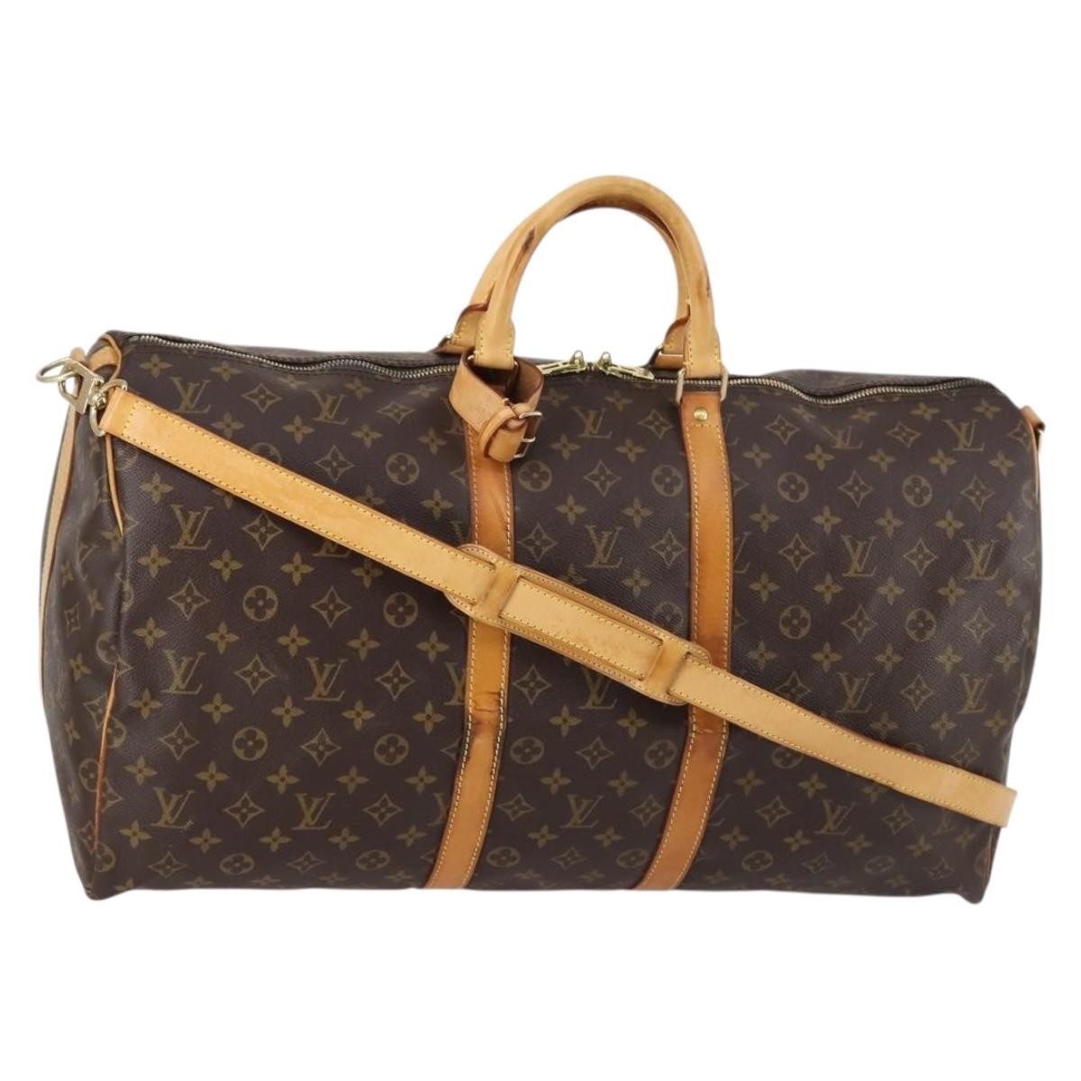 Louis Vuitton Keepall Bandouliere Bag Monogram Canvas, BROWN, CANVAS, Travel bag