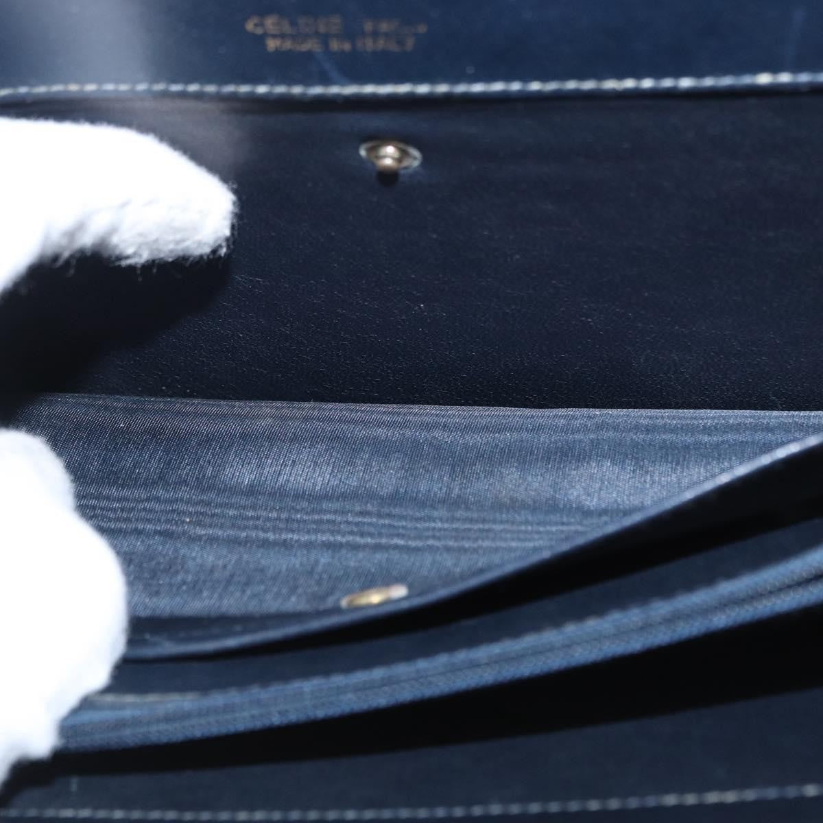 Celine Vintage Carriage Flap Bag Leather, NAVY, LEATHER, Shoulder bag