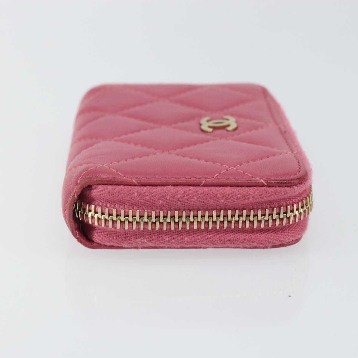 Chanel So Black CC Zip Coin Purse Quilted Lambskin, PINK, LEATHER, Wallets