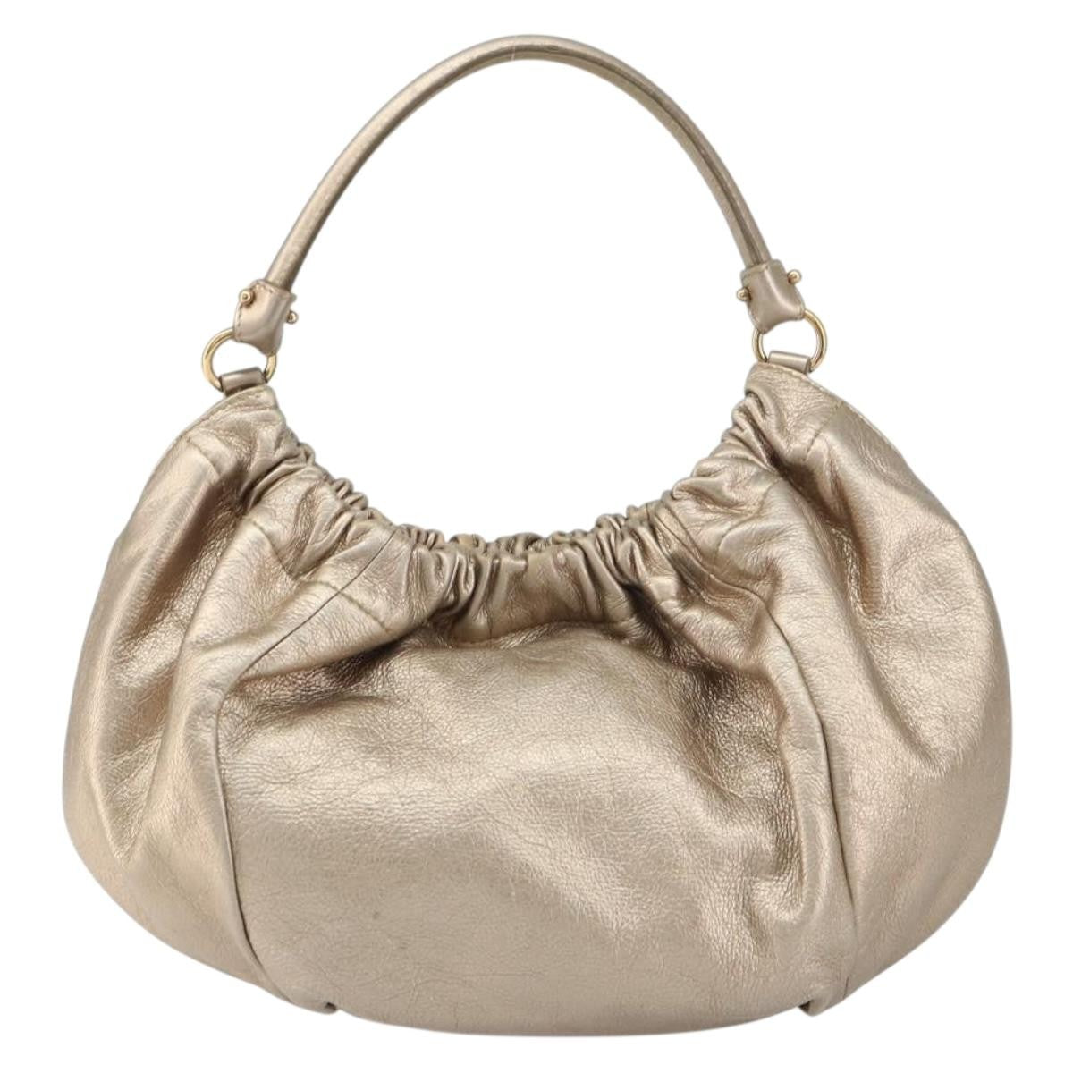 Salvatore Ferragamo Vala Handbag Leather, GOLD, LEATHER, Handbag