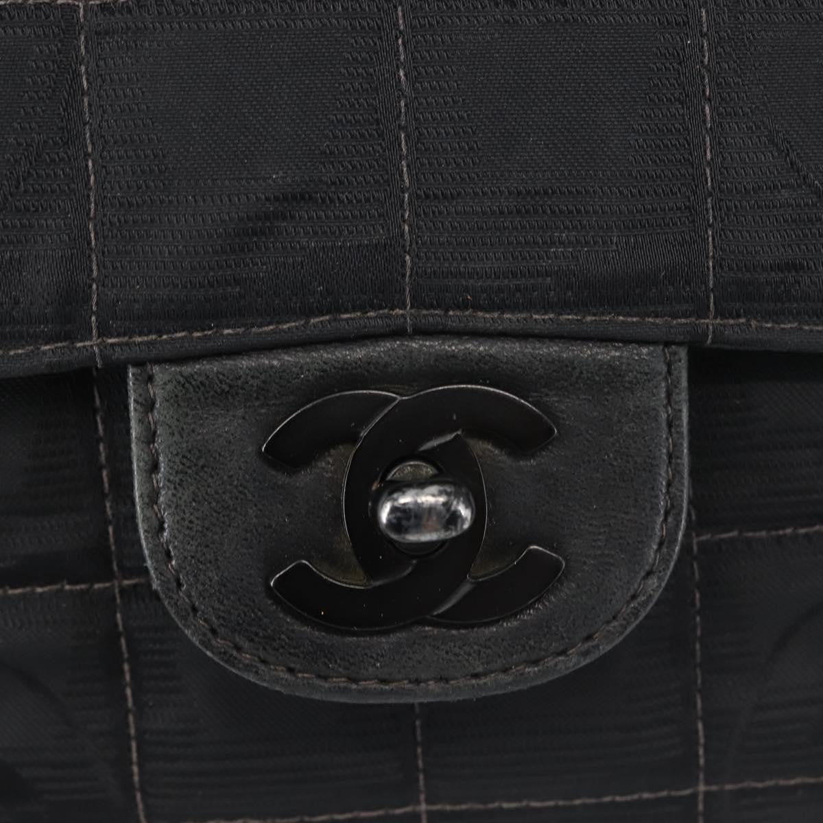 Chanel Travel Line Flap Bag Nylon, BLACK, NYLON, Travel bag