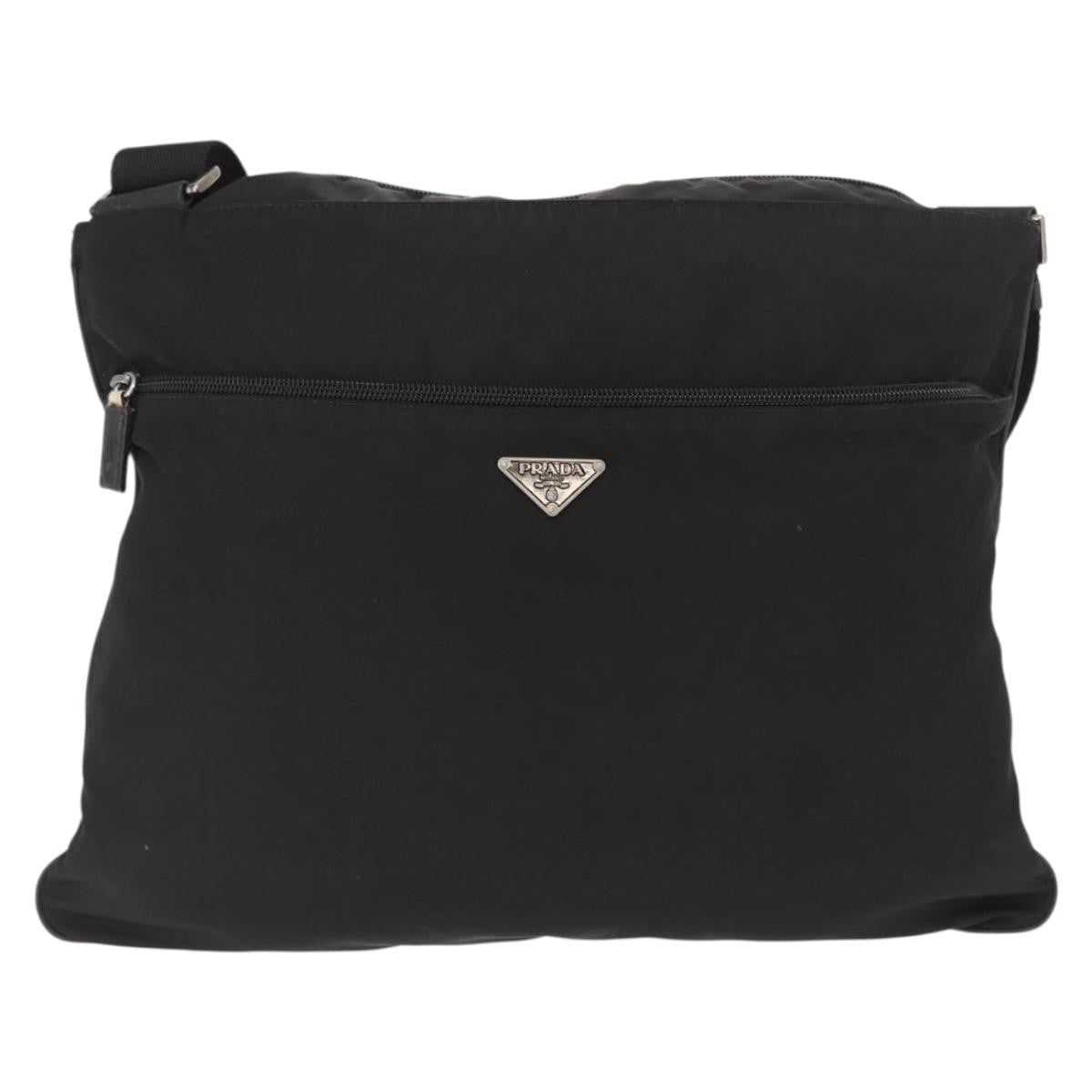 Prada Front Pocket Messenger Bag Tessuto, Black, Nylon, Shoulder Bag