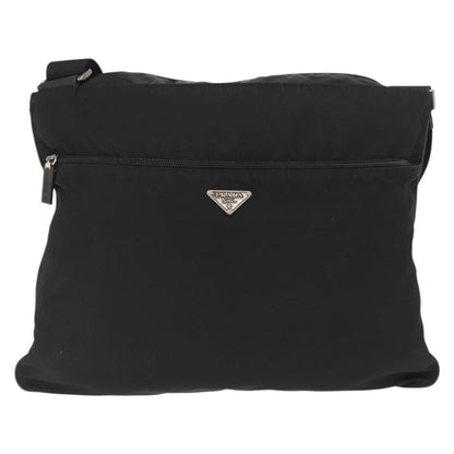 Prada Front Pocket Messenger Bag Tessuto, Black, Nylon, Shoulder Bag