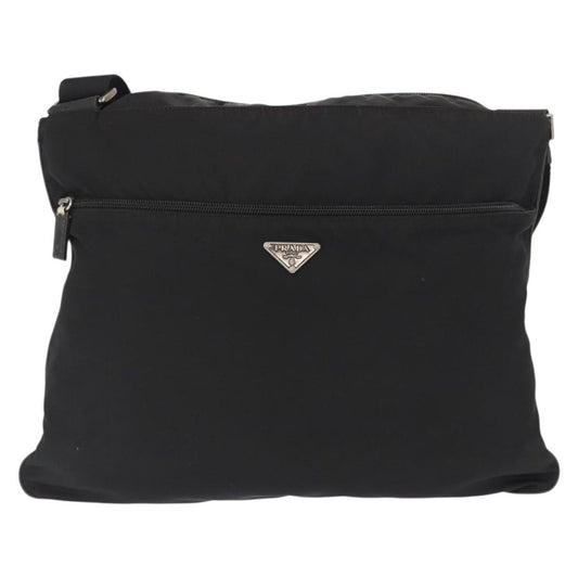 Prada Front Pocket Messenger Bag Tessuto, Black, Nylon, Shoulder Bag