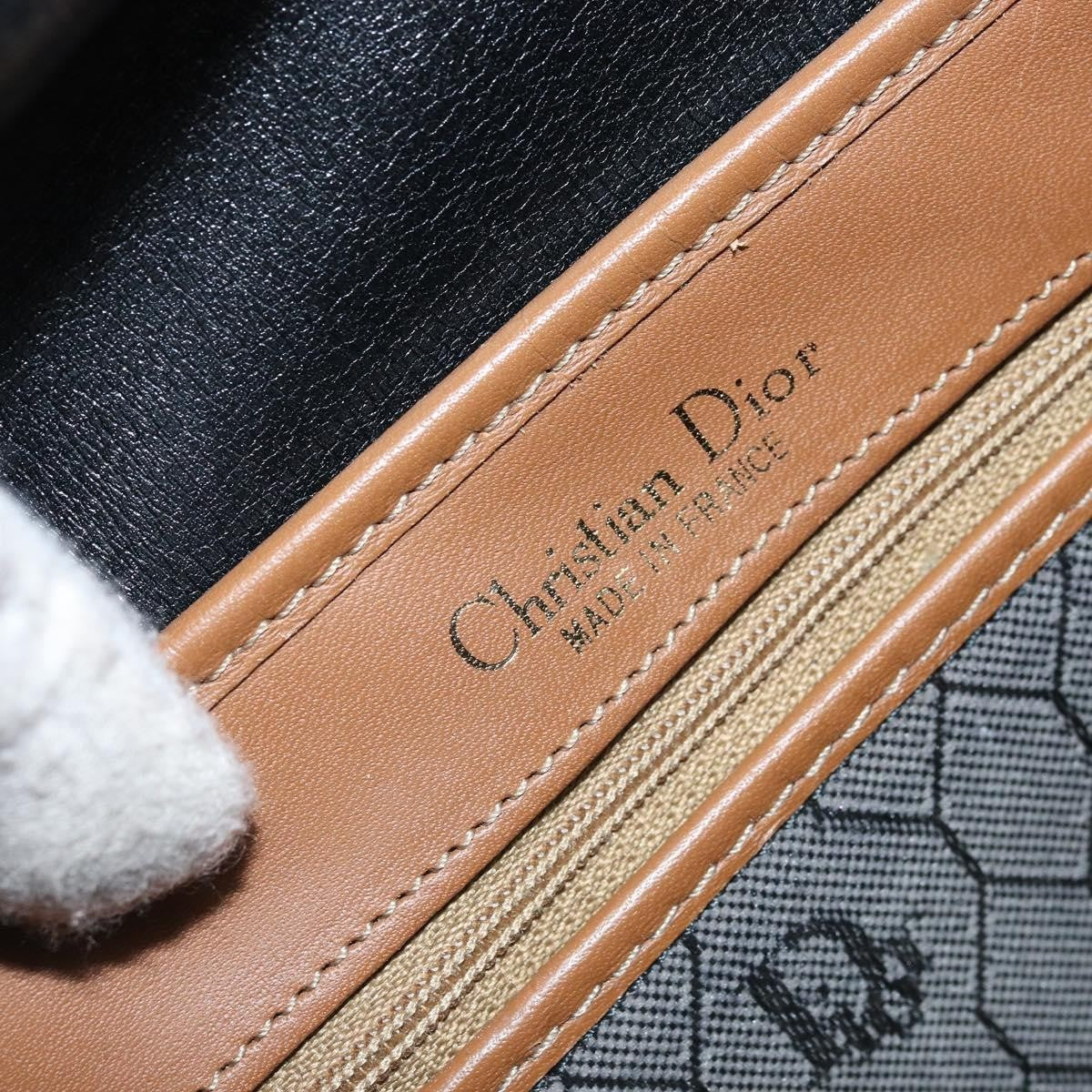 Christian Dior Vintage Honeycomb Flap Crossbody Bag Canvas and Leather, BLACK, CANVAS, Shoulder bag
