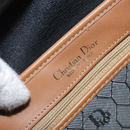 Christian Dior Vintage Honeycomb Flap Crossbody Bag Canvas and Leather, BLACK, CANVAS, Shoulder bag