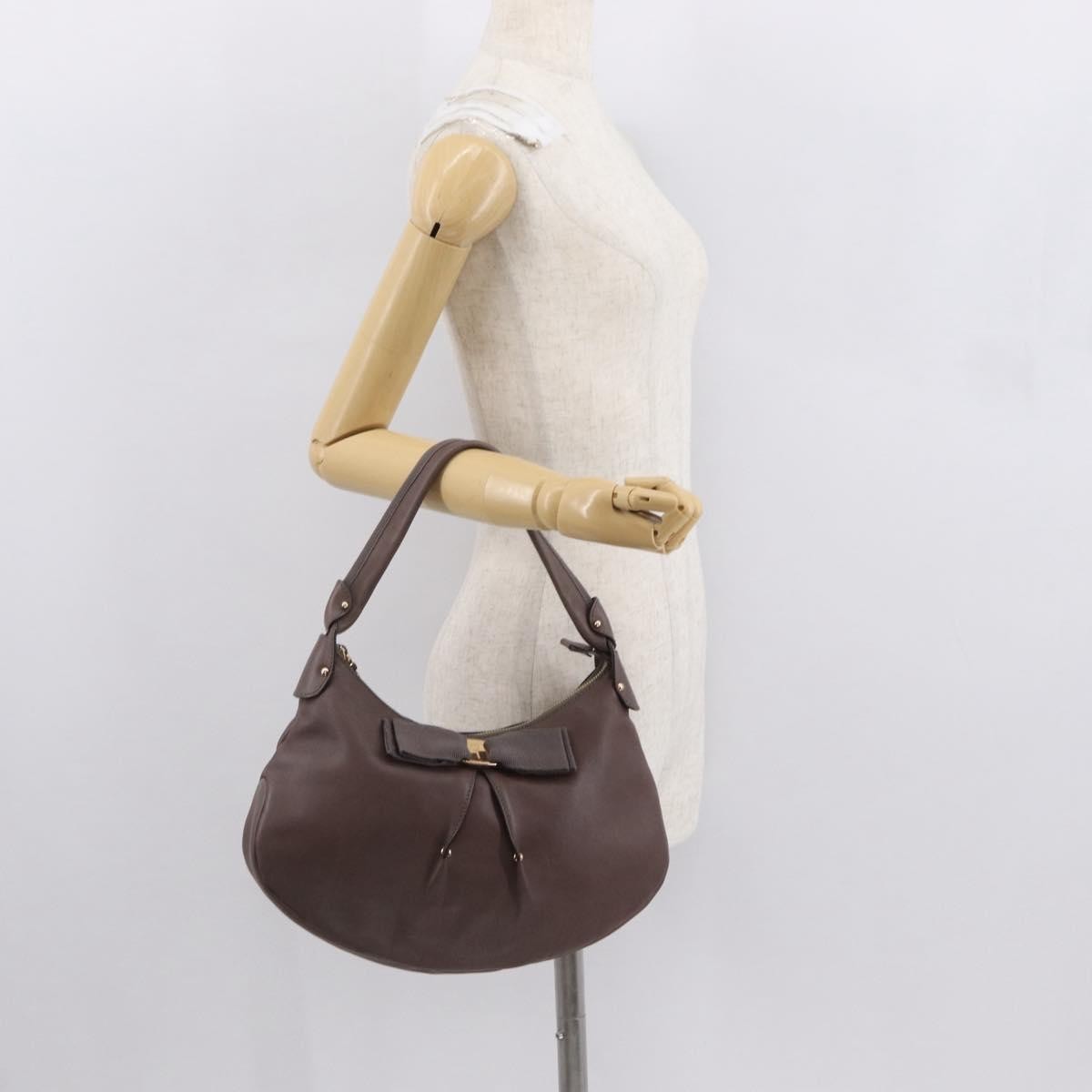 Salvatore Ferragamo Vala Handbag Leather, BROWN, LEATHER, Handbag