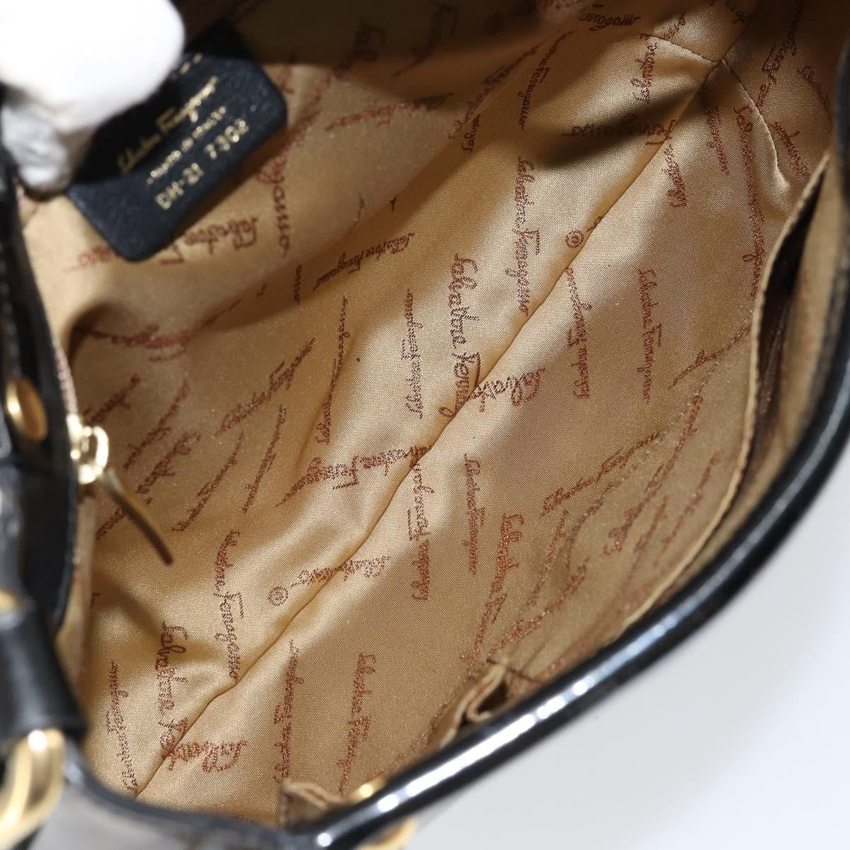Salvatore Ferragamo Gancini Tote Patent leather, BLACK, PATENT_LEATHER, Tote bag