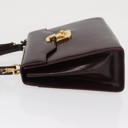 Gucci Vintage Lady Lock Top Handle Bag Leather, BURGUNDY, LEATHER, Handbag