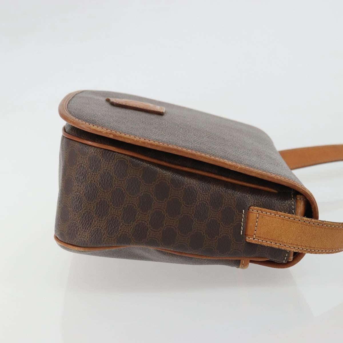 Celine Vintage Macadam Shoulder Bag Canvas and Leather, Brown, Canvas, Shoulder Bag