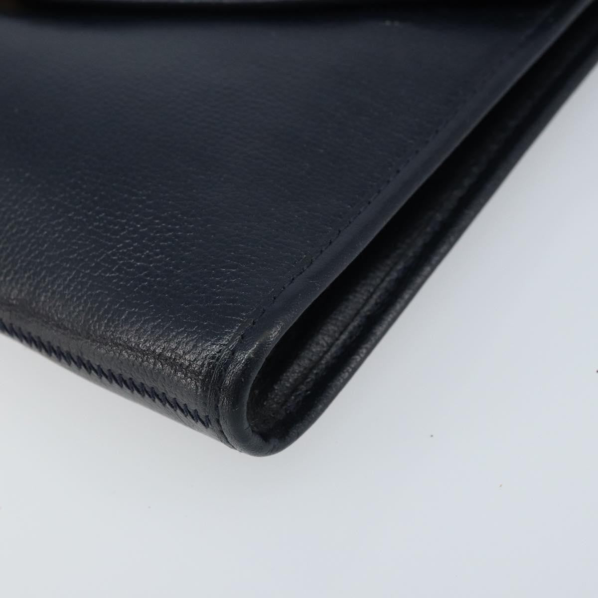 Christian Dior Vintage Chain Envelope Flap Bag Honeycomb Coated Canvas, NAVY, LEATHER, Shoulder bag