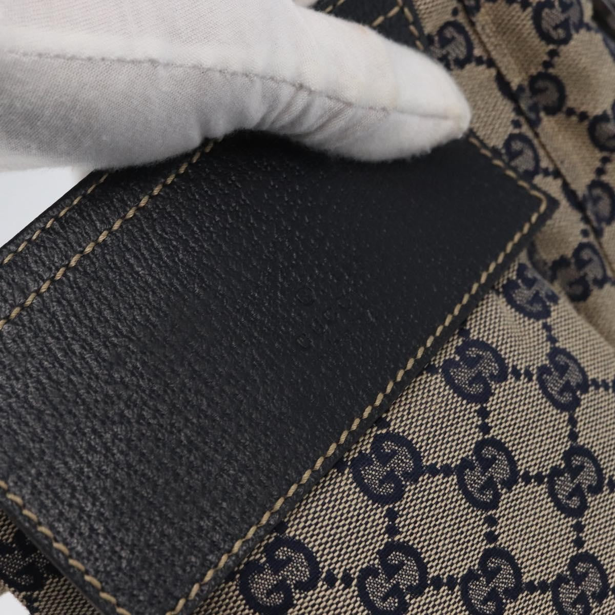 Gucci Vintage Double Belt Bag GG Canvas with Leather, NAVY, CANVAS, Clutche & pouche