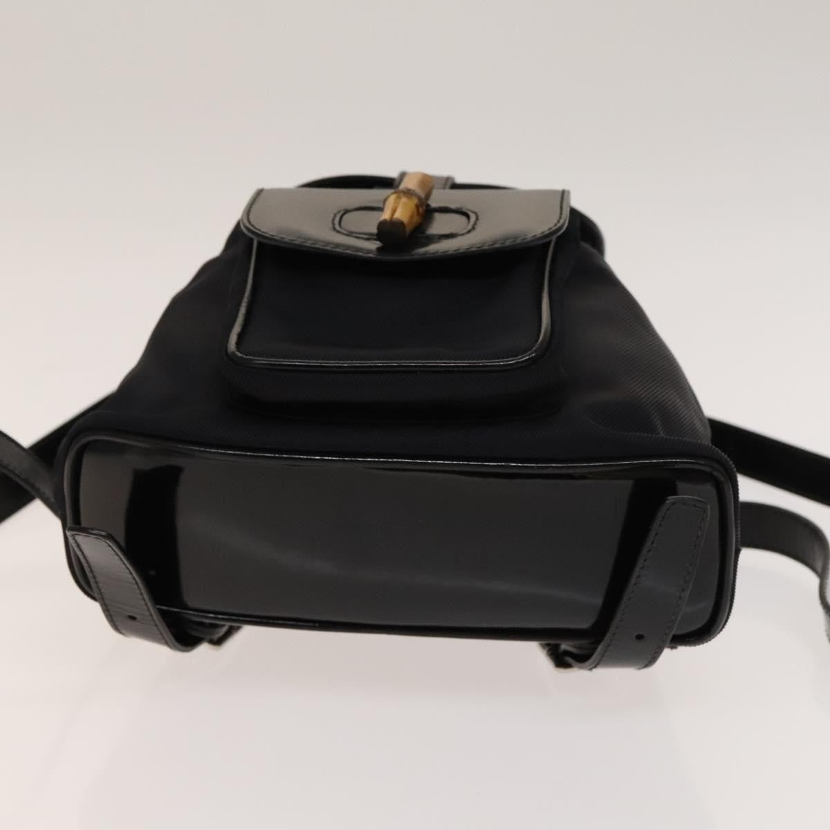 Gucci Vintage Bamboo Backpack Canvas and Leather, BLACK, CANVAS, Backpack