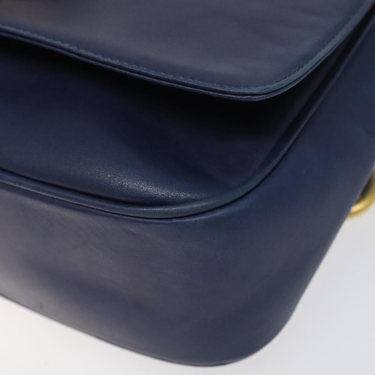 Celine Vintage Circle Logo Crossbody Bag Leather, BLUE, LEATHER, Crossbody bag