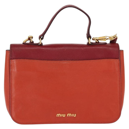 Miu Miu Madras Top Handle Bag Leather, RED, LEATHER, Handbag