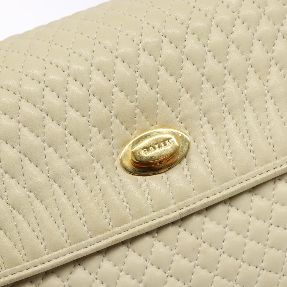 Bally Vintage Flap Handbag Quilted Leather, Ecru, Leather, Handbag