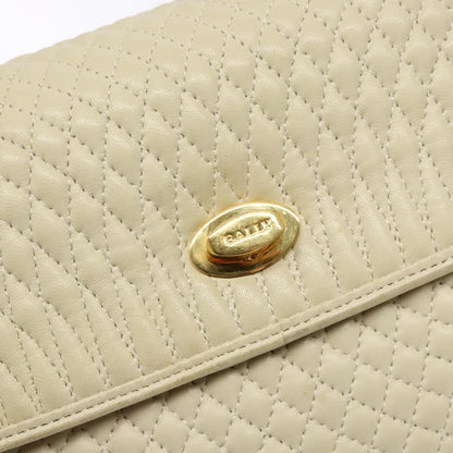 Bally Vintage Flap Handbag Quilted Leather, Ecru, Leather, Handbag