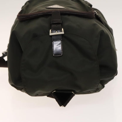 Prada Front Pocket Buckle Backpack Nylon, Khaki, Nylon, Backpack