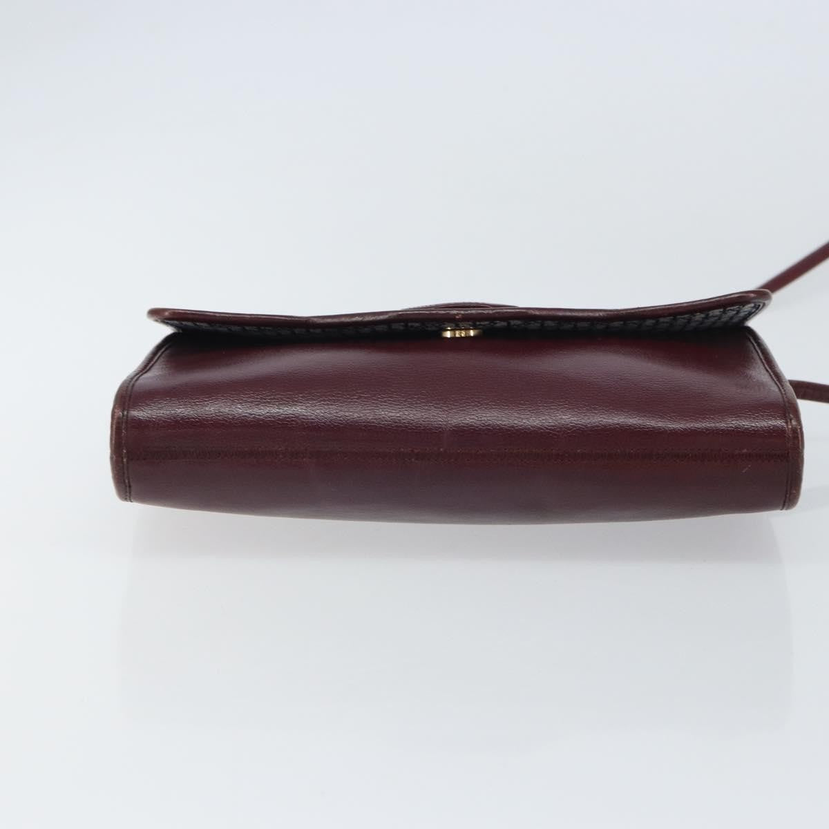 Christian Dior Flap Shoulder Bag Leather, BURGUNDY, LEATHER, Shoulder bag