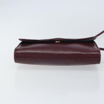 Christian Dior Flap Shoulder Bag Leather, BURGUNDY, LEATHER, Shoulder bag