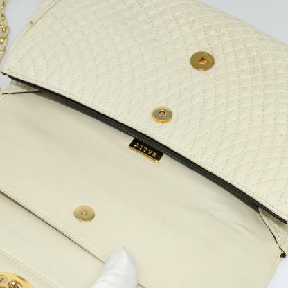 Bally Vintage Chain Shoulder Bag Quilted Leather, White, Leather, Shoulder Bag