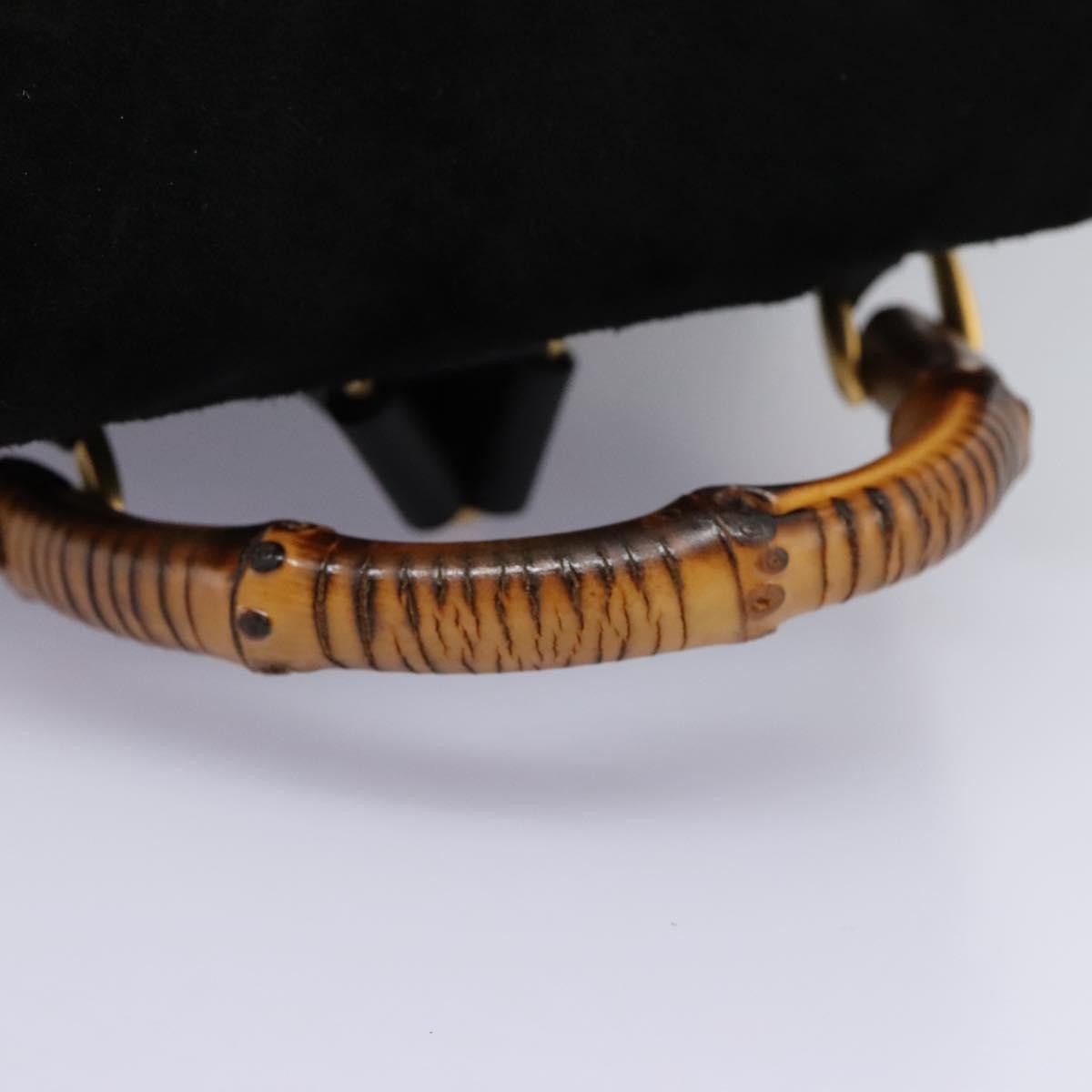 Gucci Vintage Bamboo Backpack Suede, BLACK, SUEDE, Backpack