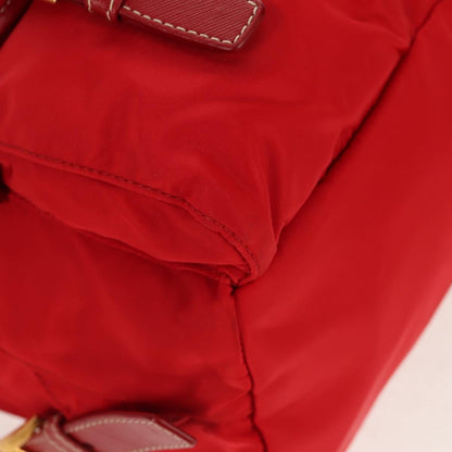 Prada Vela Double Front Pocket Backpack Tessuto with Saffiano Leather, Red, Nylon, Backpack