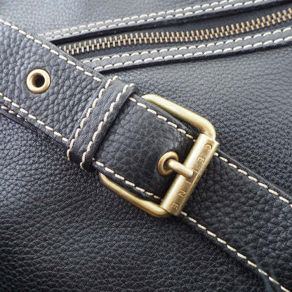 Celine Vintage Shoulder Bag Leather, BLACK, CALFSKIN, Shoulder bag