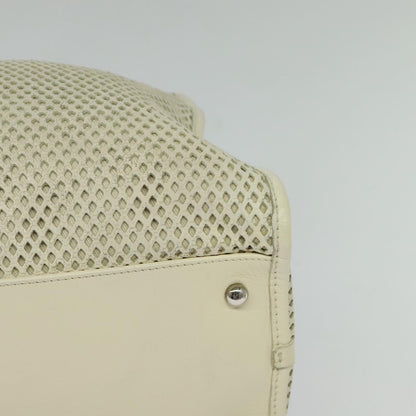 Chanel Deauville Tote Perforated leather, WHITE, LEATHER, Tote bag