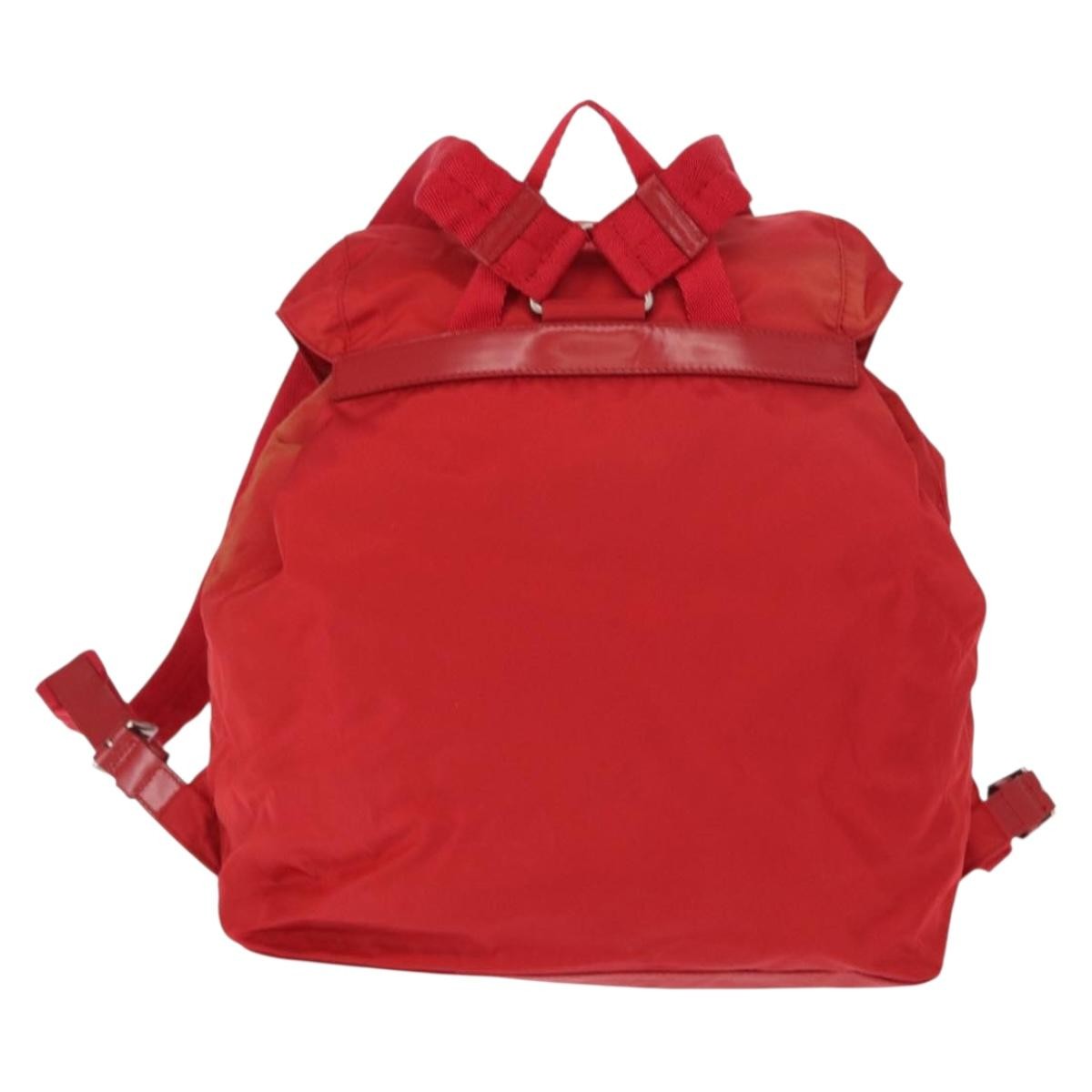 Prada Double Front Pocket Backpack Tessuto, Red, Nylon, Backpack