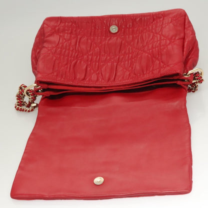 Christian Dior Delidior Chain Shoulder Bag Cannage Quilt Leather, RED, LEATHER, Shoulder bag