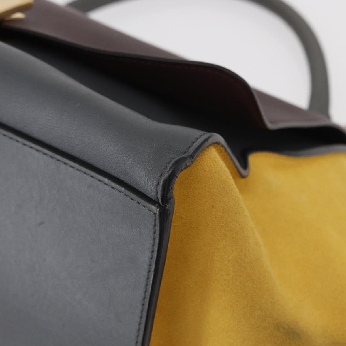 Celine Tricolor Trapeze Bag Leather, GRAY, LEATHER, Handbag
