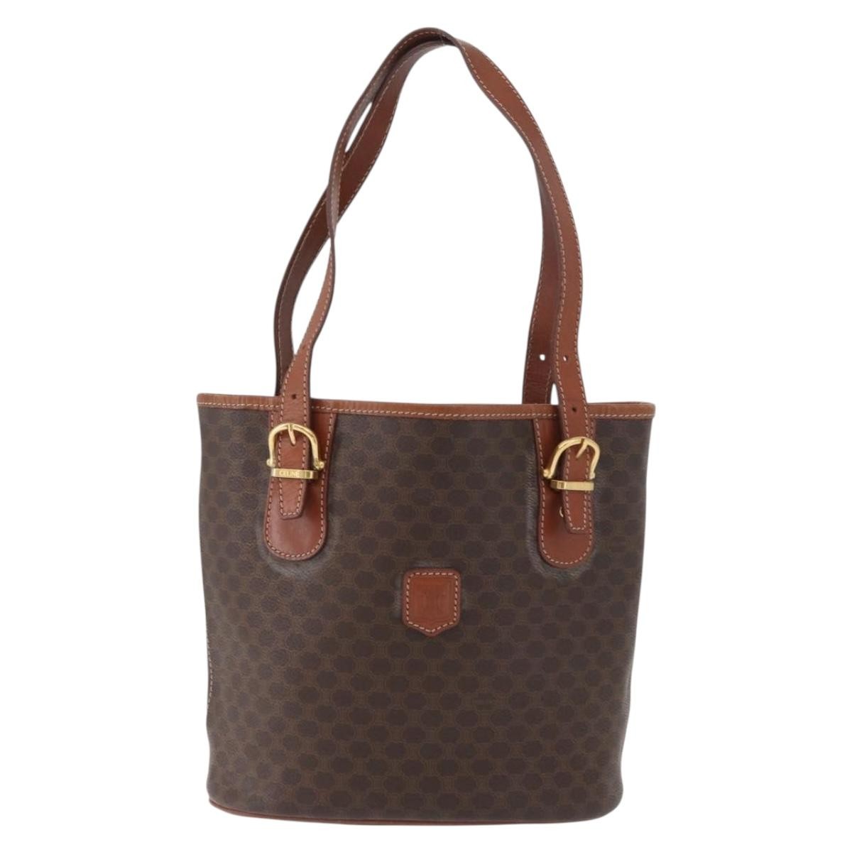 Celine Vintage Macadam Tote bag Canvas and Leather, Brown, Canvas, Tote Bag