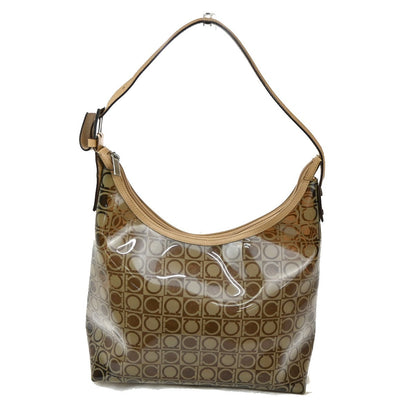Salvatore Ferragamo Gancini Shoulder Bag Vinyl, Brown, Plastic, Shoulder Bag