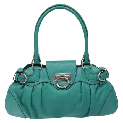Salvatore Ferragamo Marisa Satchel Leather, GREEN, LEATHER, Handbag