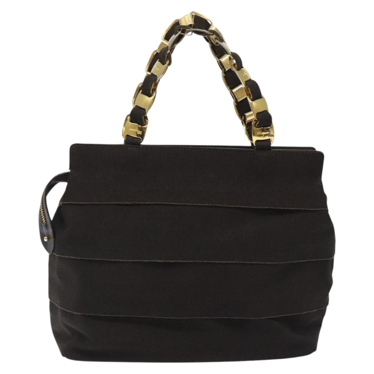 Salvatore Ferragamo Vala Handbag Canvas, BROWN, CANVAS, Handbag