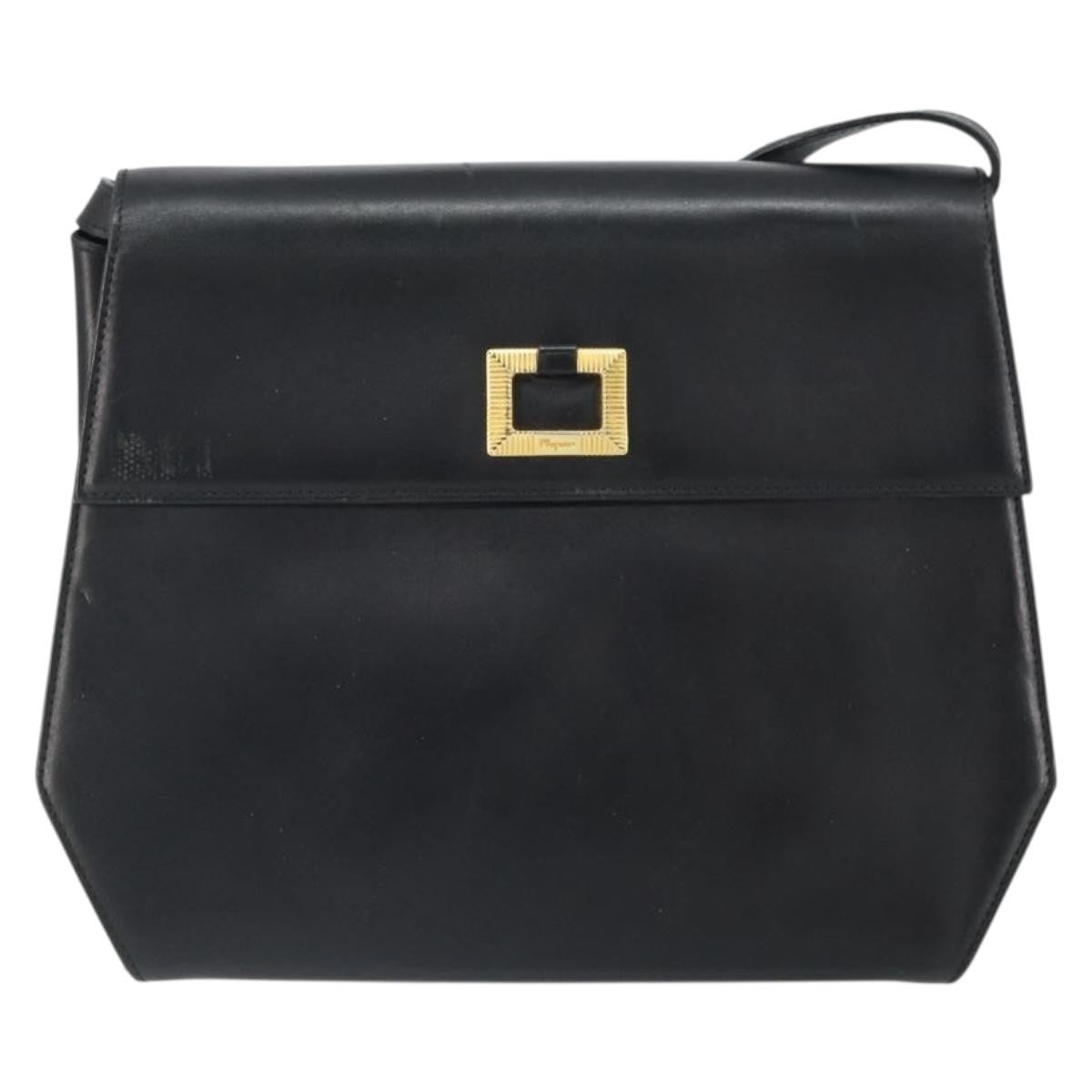 Salvatore Ferragamo Vintage Shoulder Bag Leather, BLACK, LEATHER, Shoulder bag
