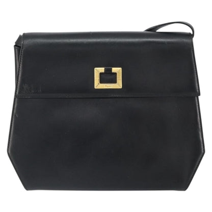 Salvatore Ferragamo Vintage Shoulder Bag Leather, BLACK, LEATHER, Shoulder bag
