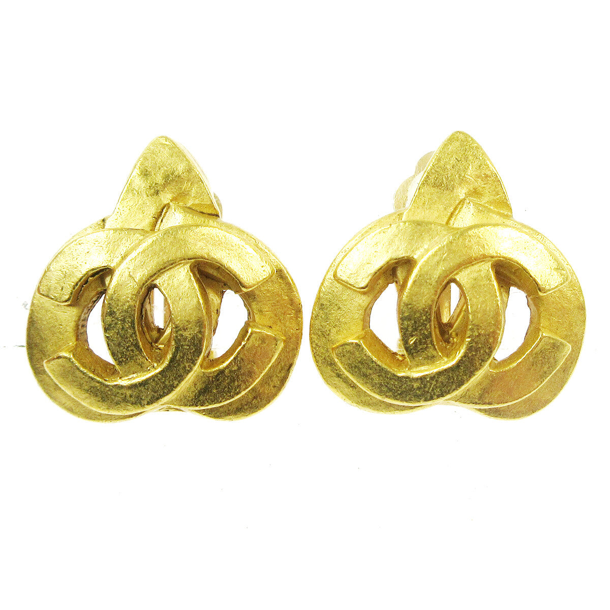 Chanel Vintage CC Heart Clip-On Earrings Metal, GOLD, GOLD, Earrings